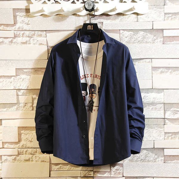 

men's casual shirts long sleeve solid cotton slim fit for male spring and autumn black smart 5xl saof, White;black