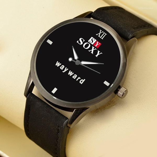 

wristwatches 2021 soxy men watches sport watch leather band quartz wrist man clock reloj hombre, Slivery;brown