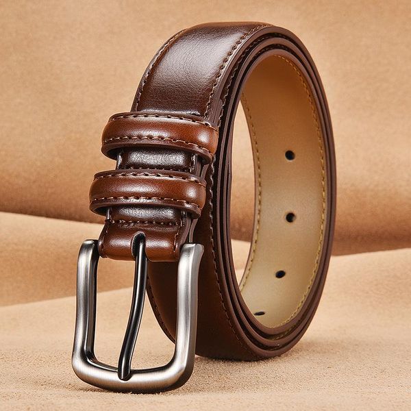 

belts men's belt for wome's genuine leather casual pin buckle cowskin luxury boy ceinture black 3.3cm alloy, Black;brown