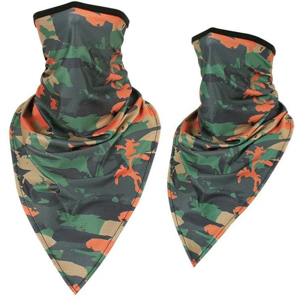 Ice Silk Camuflagem Camuflagem Triângulo Mágico Scarves Toalha Ao Ar Livre Ciclismo Eólica Escudo Tático Fãs Militares Envoltórios Turbante Turbante Anti-UV Protetor de Proteção Pescoço Gaiter