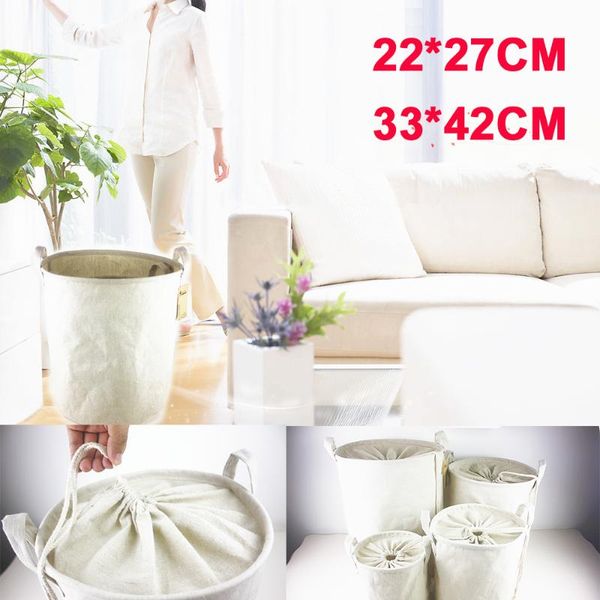 

cotton-linen laundry bin baskets fordable hampers bedroom bathroom storage bags