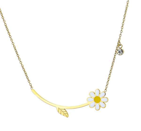 

chains 316l stainless steel daisy flower necklace cold wind simple pendant collar colores mujer bolitas, Silver