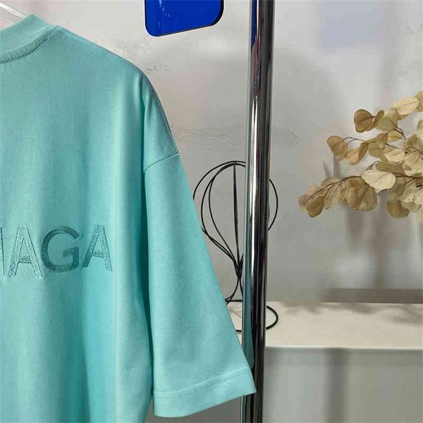 

spring and summer new version loose home letter embroidery short sleeve men's women's couple's t-shirt versatile top, White