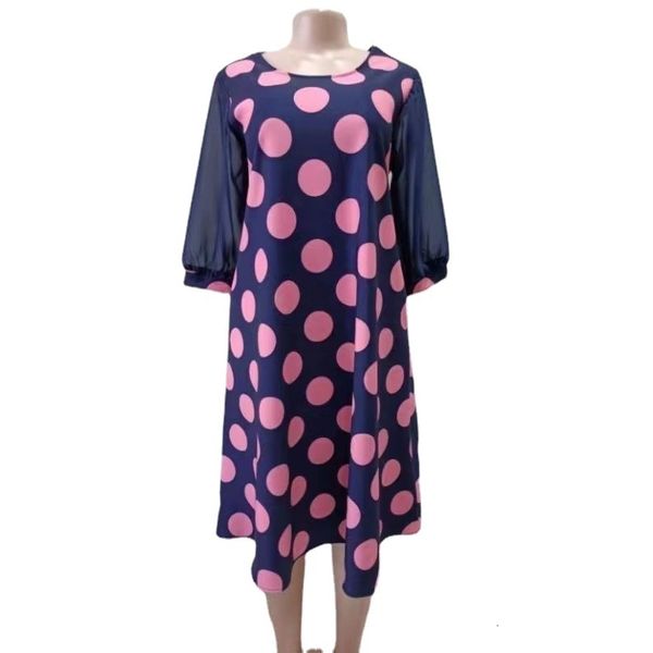 

dresses 3xl plus size dot print african dress for women 2021 casual slim patchwork maxi dresses elegant midi dress africa clothing, Black;gray