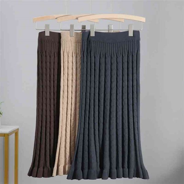 

gigogou cable twist long women midi skirt autumn winter thick warm pencil skirt elegant knitted bodycaon skirts female 210324, Black