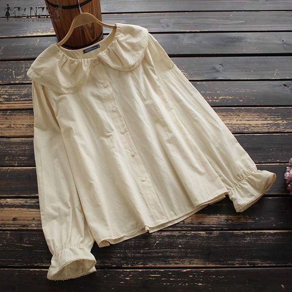 

blouses vintage women blouse 2021 casual elegant solid blusa femininas plus size spring basic shirt ladies puff sleeve lapel top, White