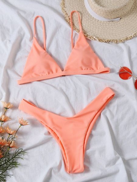 

solid triangle bikini swimsuit q0wj#, White;black