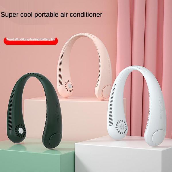 

electric fans cross-border leafless neck fan usb charging lazy neckband mute mini air cooling cooler gift