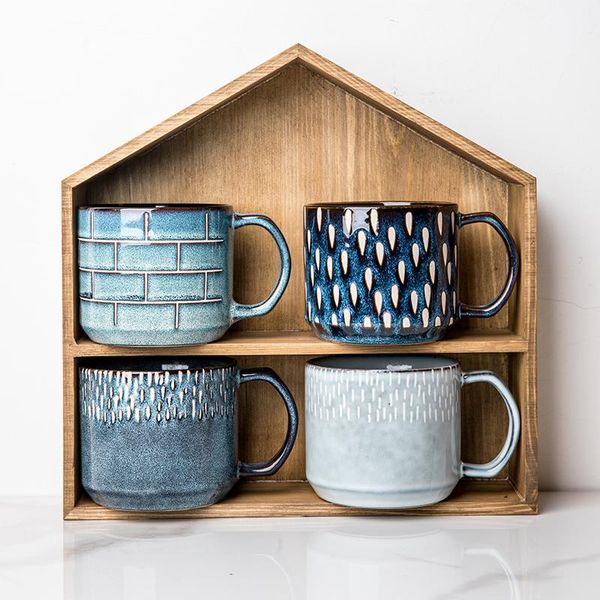

mugs vintage style ceramic cup blue pink coffee mug home drinking milk cups