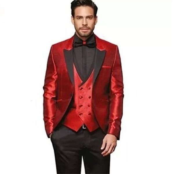 

men's suits & blazers classic male tuxedo smolking groom thin suit and culine evening for red wedding, White;black