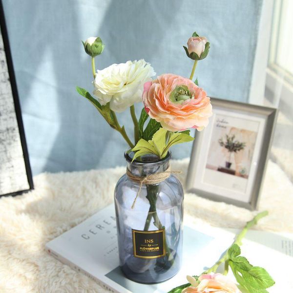

simulation 2 heads tea rose artificial flowers home decoration flower wall wedding holding road cited roses decorative & wreaths