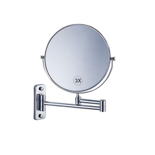 

wall mounted makeup mirror - 3x magnification 8'' two-sided swivel extendable bathroom chrome finish mirrors