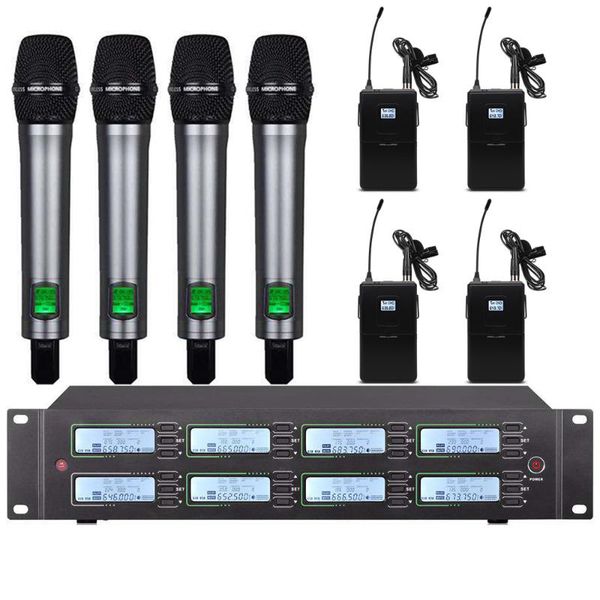 

professional uhf wireless microphone series 8 channel handheld lavalier for church school stage microphones