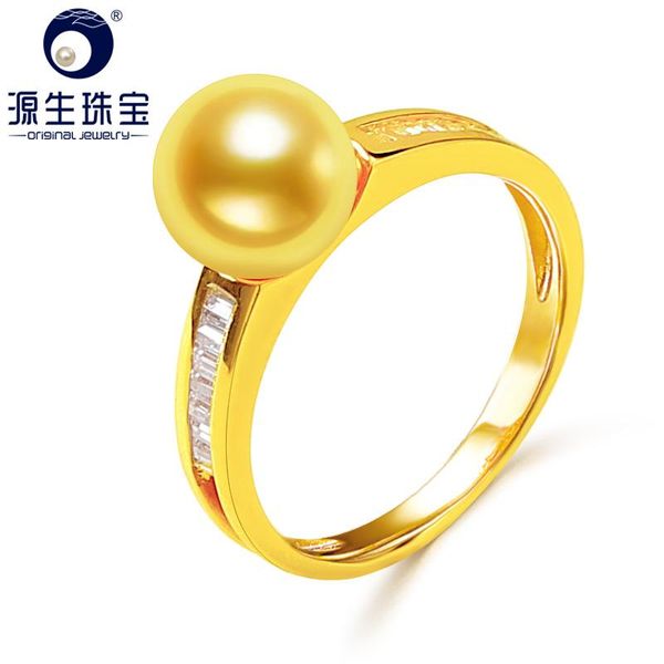 

[ys] 14k pearl wedding jewelry ring 7.5-8mm japanese akoya cluster rings, Golden;silver