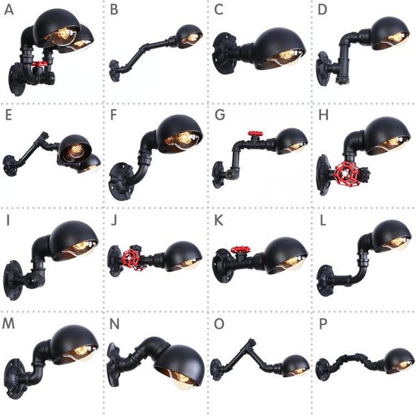 

wall lamp sub black 01] american style simple restaurant coffee shop decoration single head multi retro iron