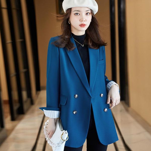 

women's suits & blazers high-quality loose women suit autumn and east korean style double-breasted long-sleeved ladies jacket office bu, White;black