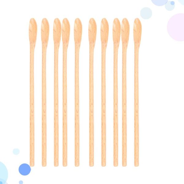 

spoons 10pcs wooden stirring spoon creative honey scoop mixing stick tableware for cooking tea coffee (brown)
