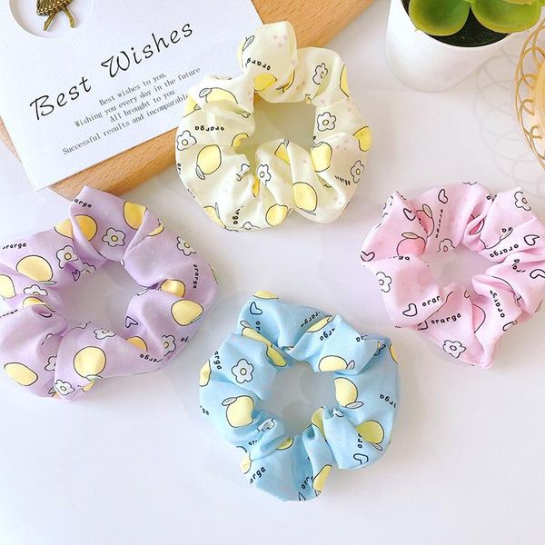 

hair accessories korean fruit print scrunchies fashion hairband rope for ponytail holder elastic band sweet ties, Slivery;white