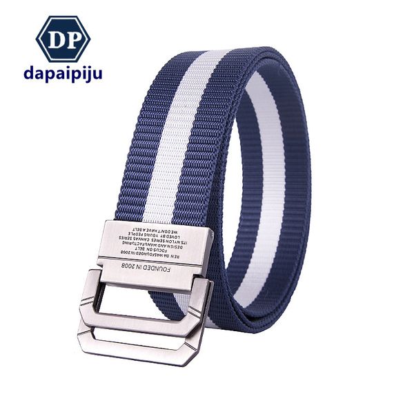 

durable fashion the felt alloy double buckle nylon belt for men and women outdoor leisure woven canvas, Black;brown