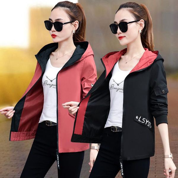 

women's trench coats manteau femme hiver hooded coat women autumn winter zipper knit slim young girl windbreaker jacket -4xl, Tan;black