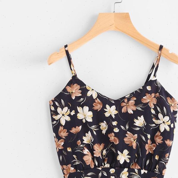 

self tie back women tanks v neck print floral crop camisole summer tank ladies casual blouse mujer verano, White