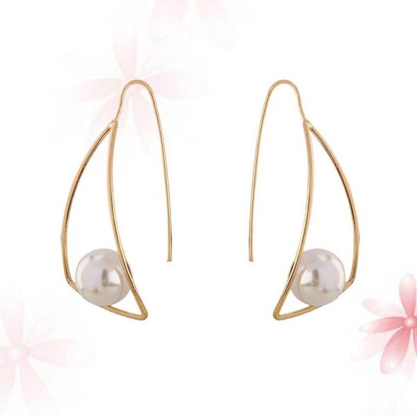 

dangle & chandelier 1 pair personal curved geometric pearl earrings alloy jewelry for woman lady female (white pearl), Silver