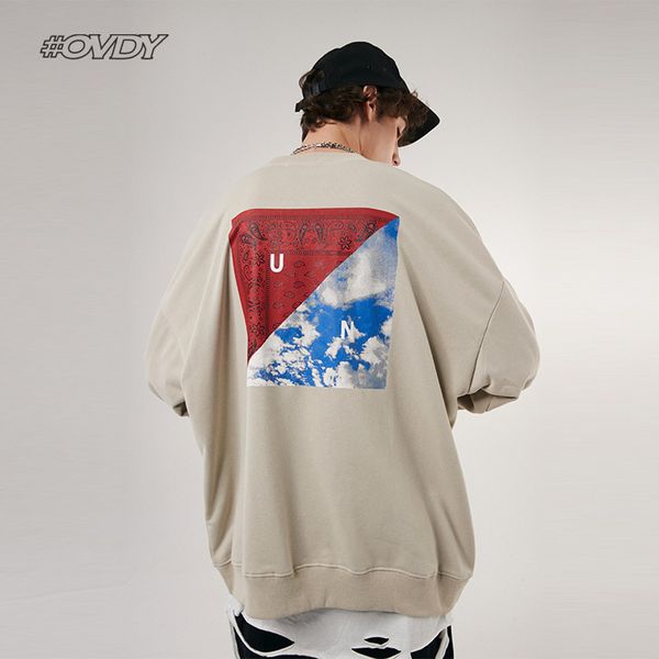 

wxwovdy 2021 autumn new street trendy couple versatile sky cashew print ins round neck sweater, Black