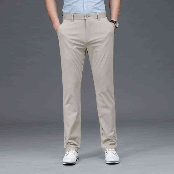

men's jeans light luxury gentleman busins men's 2021 summer ultra-thin ice silk casual pants, Blue