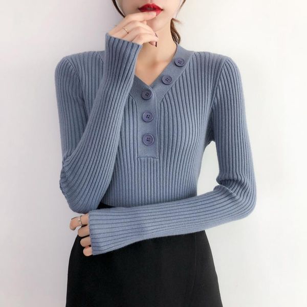 

women's sweaters autumn winter women knitted long sleeve v neck button jumper pullover korean sweater femme jersey pull clothing, White;black