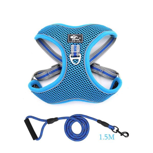 

breathable pet dog harness with 1.5m leash set adjustable for vest outdoor walking supplies collars & leashes