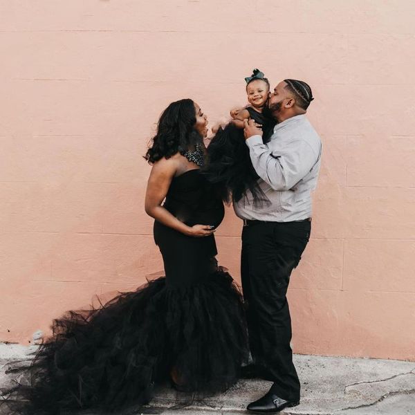 

casual dresses fluffy off shoulder dress pregnant custom women long mermaid tulle po shoot stretchy party for pography, Black;gray