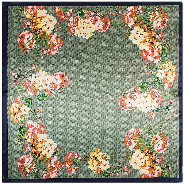 

scarves square silk women satin hijab scarf female bandana windproof shawls floral print wrap hair head kerchief pareo 90x90cm, Blue;gray