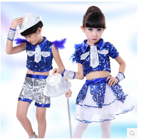 

girl's dresses children's suits for boys and girls hip-hop jazz dance stage costume kids birthday party clothing children clothes, Red;yellow