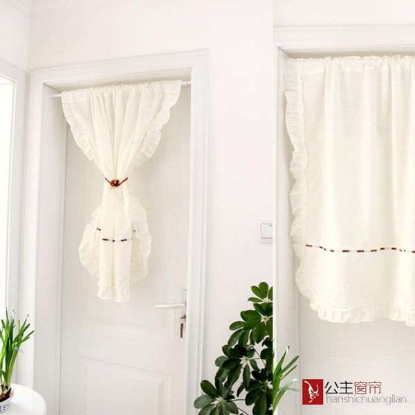 

korean style kitchen short curtains roman blinds floral white sheer panel cotton window treatment door home decor curtain & drapes