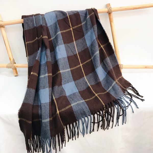 

scarf female student winter version easy to take plaid british lovely girl heart thickened harajuku wind tide, Blue;gray