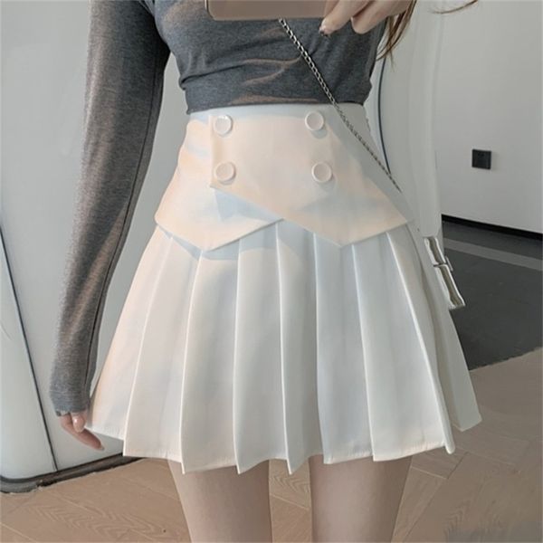 

summer women white skirt fashion high waist pleated sweet cute girls mini 210519, Black