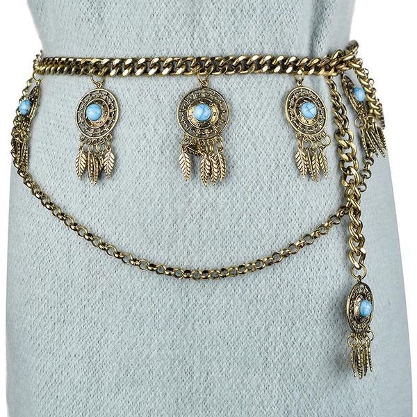 

belts 2021 fashion vintage metal chain belt with tassel inlay rhinestone female accessories dress women toyoosky, Black;brown