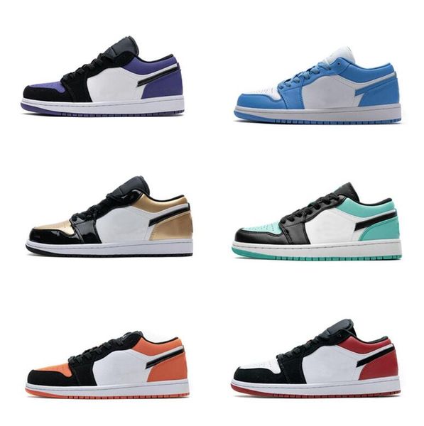 

2022 mens casual shoes university gold smoke grey varsity red low women 1s black purple pine green sneakers size 36-44