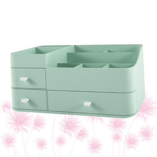 

1pc household cosmetic storage box deskmakeup organizer holder cosmetics with drawer (green) boxes & bins