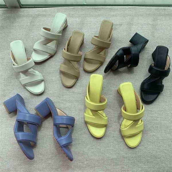 

mueller's high-heeled shoes, spring and summer new ins fairy sandals, versatile leather loafers, women's slippers zlh, Black