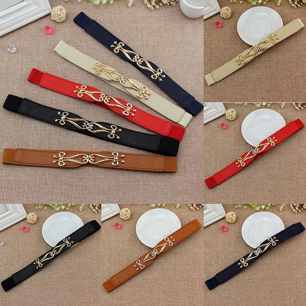 

belts fashion elastic waistband elegant cummerbund women dress buckle belt strap waist gold black, Black;brown