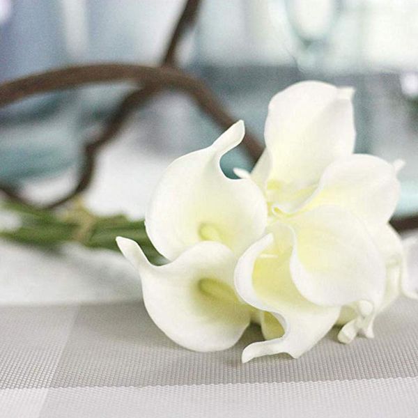 

10pcs mini plastic lightweight diy floral elegant fake calla lily artificial flower wedding decoration eco friendly portable decorative flow