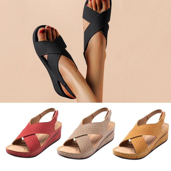 

platform sandals woman shoes summer hollow out women's footwear non-slip breathable female zapatos de mujer, Black