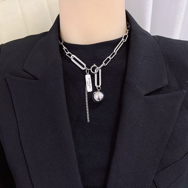 

hip hop fashion ins men's sliver color pendant necklace jewelry stainless steel cool love type for women men gift, Silver