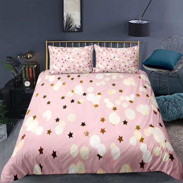 

bedding sets pink 3d set star pattern duvet cover kawaii quilt kids girl boy bedroom single twin double  king full size