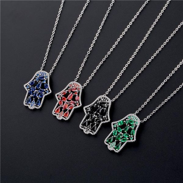 

pendant necklaces ufooro necklace for women simple stylish palm shape shiny zircon girl/boy gift distribution, Silver