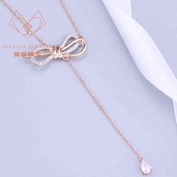 

the new shijia tassel long necklace bow pendant clavicle chain jingdong, Silver