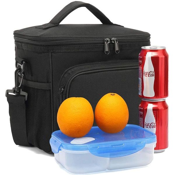 

black portable waterproof oxford cloth insulation outdoor capacity camping picnic bag single shoulder oblique span large lunch box