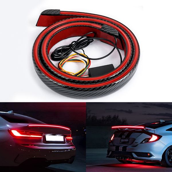 

car carbon fiber rear spoiler wing rear tail lights bar turn signal lights drl brake lamp strip 12v car accessories for bmw audi