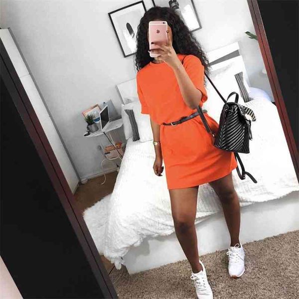 

two piece dress summer orange sports loose collar short-sleeved pi52, White